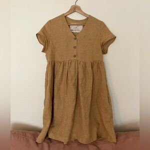 Not Perfect Linen SYMI Dress in Amber Checks